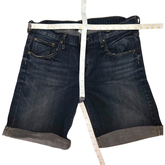 EUC Garnet Hill Bermuda Mid-Rise Denim Jean Shorts Sz. 10 Rolled Cuff Dark Wash - Picture 7 of 8